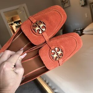 Tory Burch Orange Suede Loafers